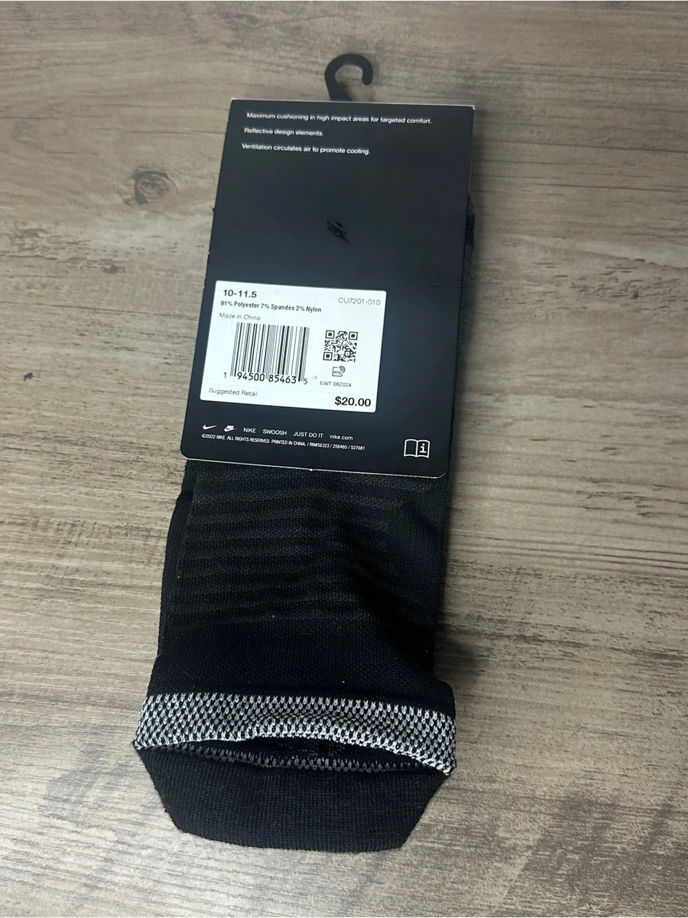 NWT Nike Unisex Spark Cushioned No Show Run Socks Black Wmn 11.5-13 Men 10-11.5